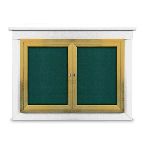 48"x36" 2-Door Enclosed Letterboard, Blue Felt/Walnut